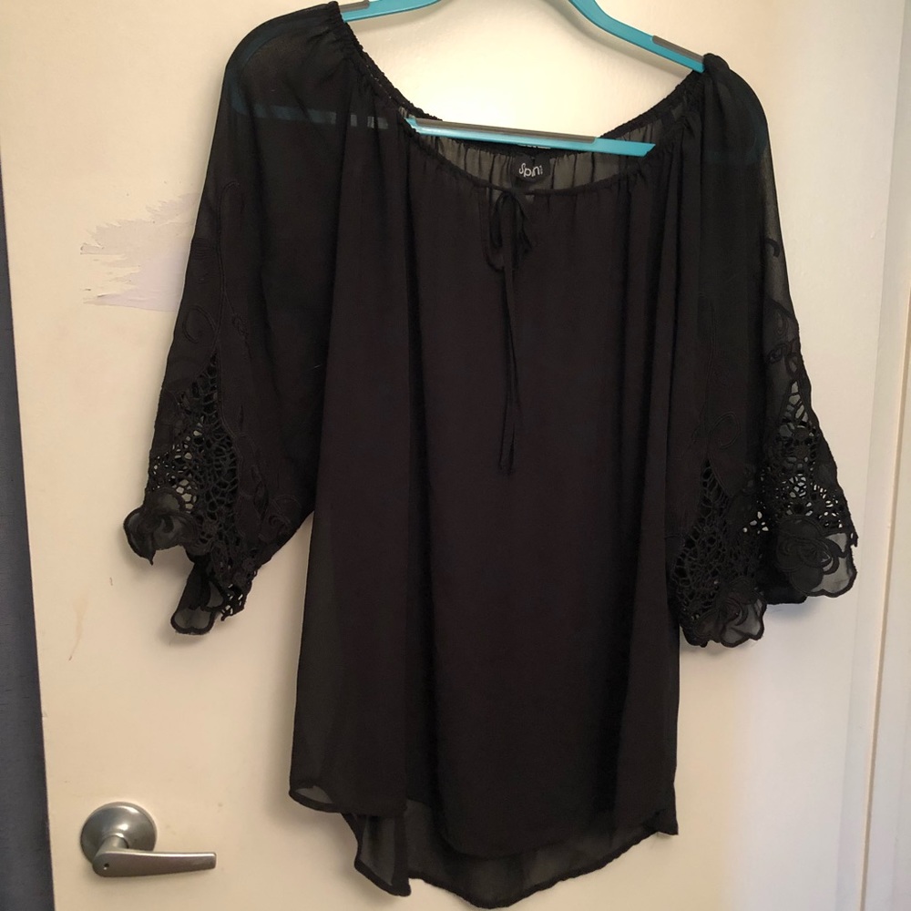 Boho Sheer Blouse Floral Lace Crochet Bell Sleeves
